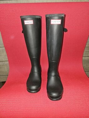Hunter Original Tall Adjustable Black Rain Boots Women's US 5 EU 37 Matte Waterp